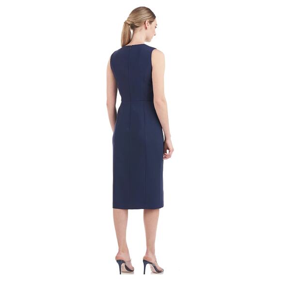 NEW! Kay Unger Dress “Raven” Midi in Navy Stretch Crepe - Super Flattering! - Picture 9 of 10